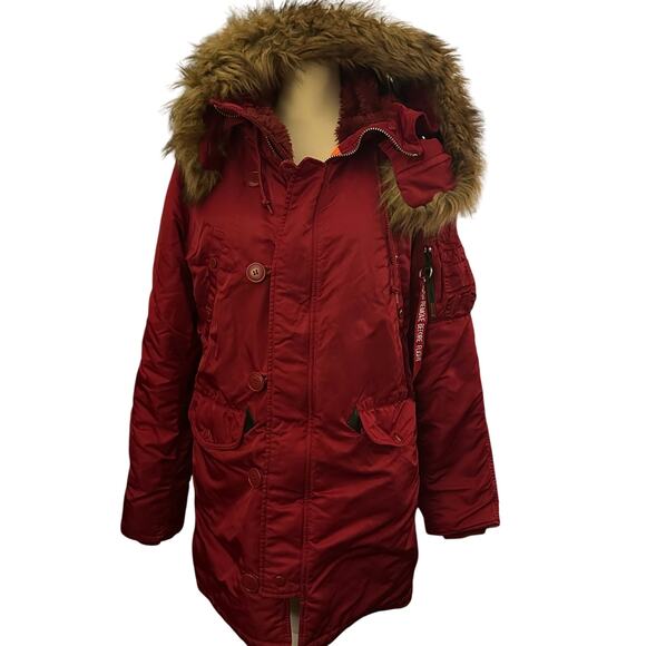 Alpha Industries Women's N-3B Parka, Commander Red, Size Medium - Picture 2 of 11
